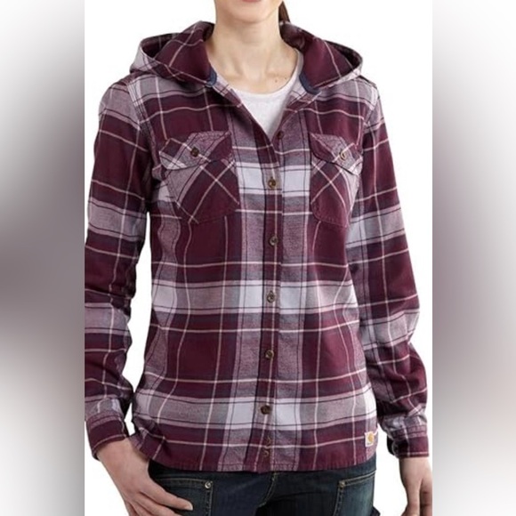 Carhartt Tops - EUC Carhartt Hooded Flannel- Size Small